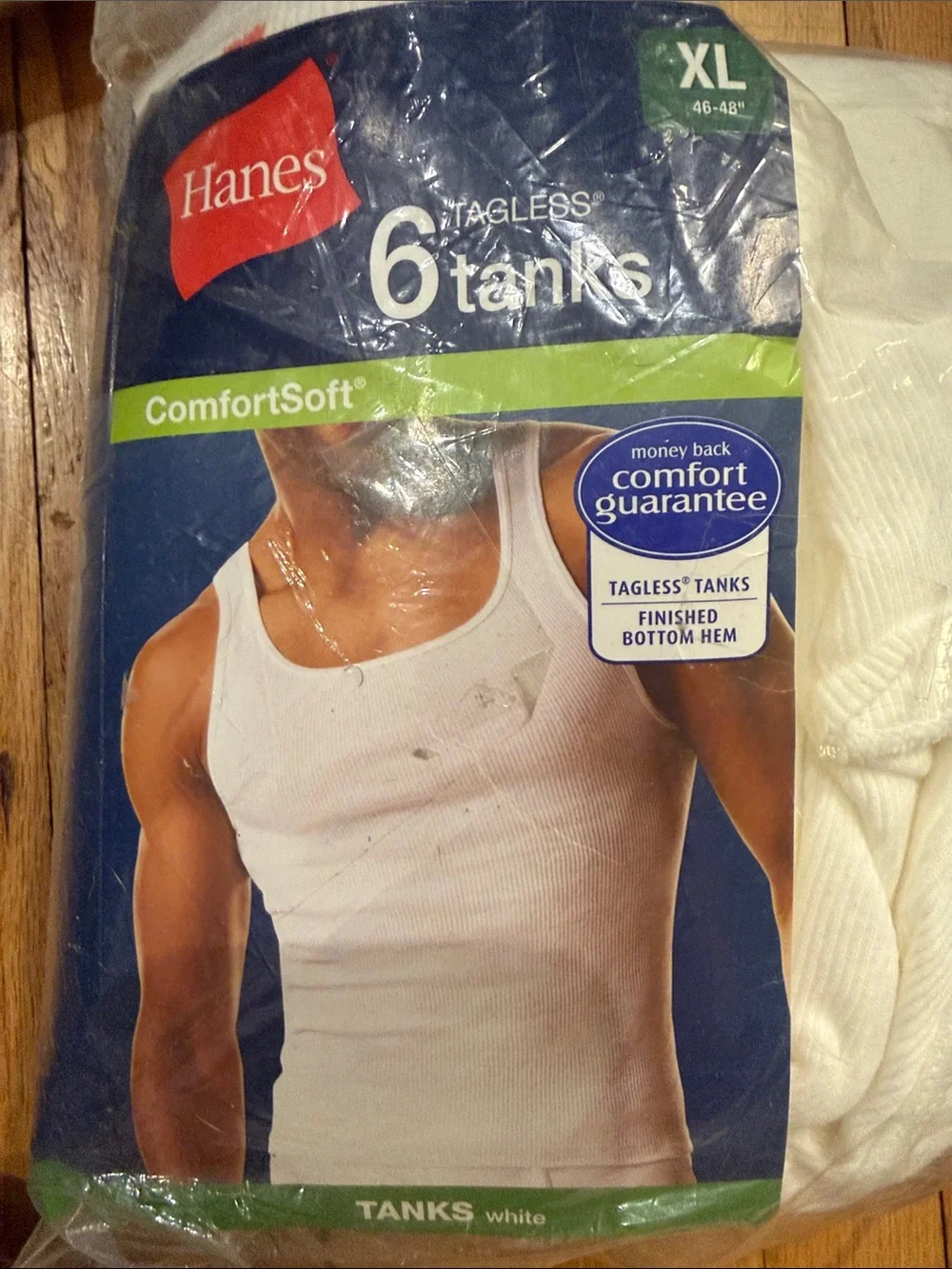 Hanes Mens 6 Pack ComfortSoft White Tagless Tank Tops Ribbed Undershirts XL